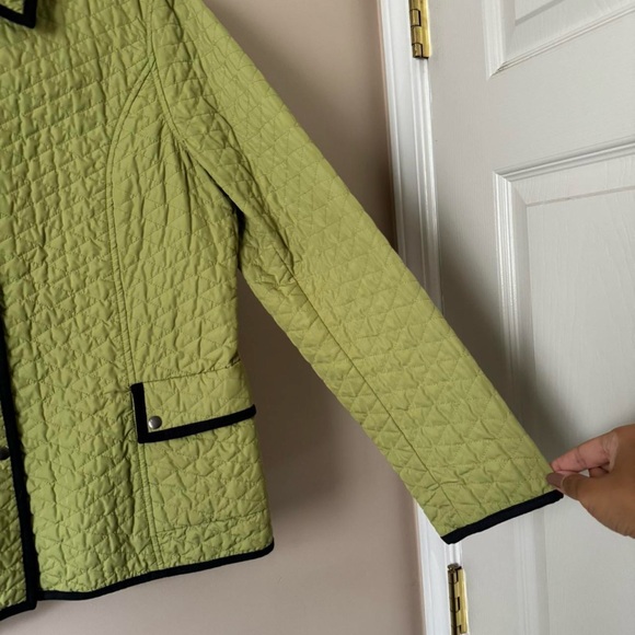 90s Quilted Lightweight Jacket Chartreuse Green Black Medium - Picture 4 of 8